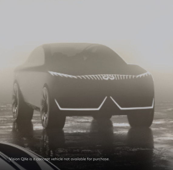Front profile of the INFINITI Vision QXe EV Crossover SUV concept vehicle